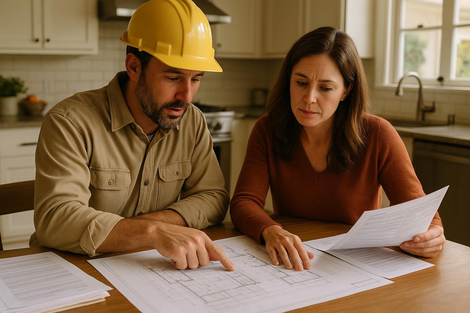 Contractor and Homeowner Reviewing Budget