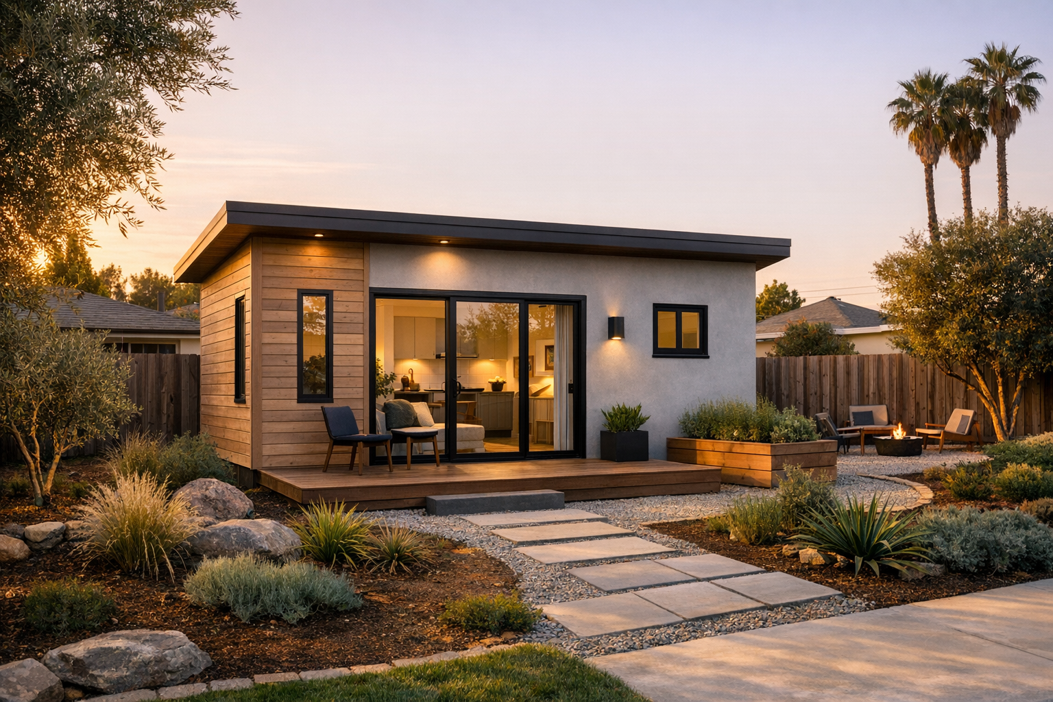 California backyard ADU with modern budget-conscious design